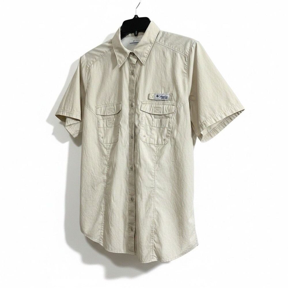Columbia Men’s Pfg Omni Shade Large  Tan Beige Fishing Shirt